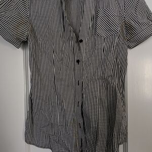 Ben Sherman Women's Black and White Checkered Blouse